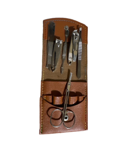 Asar 7-Piece Nail Clipper & Grooming Set | Travel-Friendly Manicure Kit with Splinter Remover & Leather Pouch