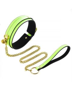 Glow-in-the-Dark Leather Collar & Leash | Luminous Festival Choker | Cosplay, Rave, Fashion Accessory