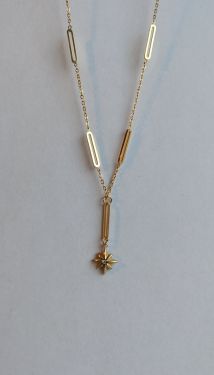 Necklace Tassel 18k gold plated six star pendant